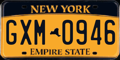 NY license plate GXM0946