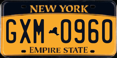 NY license plate GXM0960