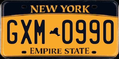 NY license plate GXM0990
