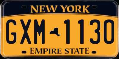 NY license plate GXM1130