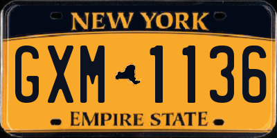 NY license plate GXM1136