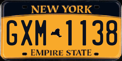 NY license plate GXM1138