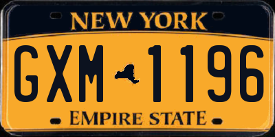 NY license plate GXM1196