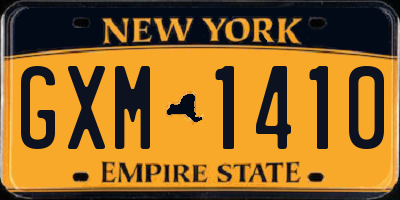 NY license plate GXM1410