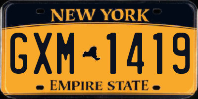 NY license plate GXM1419