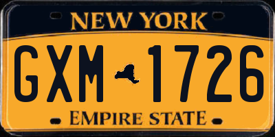 NY license plate GXM1726