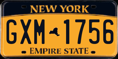 NY license plate GXM1756