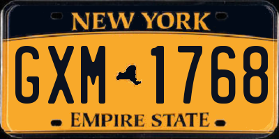 NY license plate GXM1768