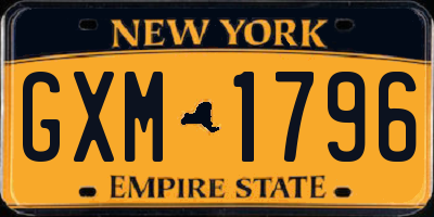 NY license plate GXM1796