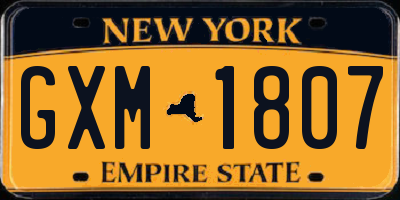 NY license plate GXM1807