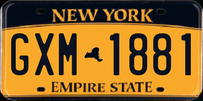 NY license plate GXM1881