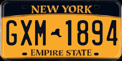 NY license plate GXM1894