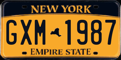 NY license plate GXM1987
