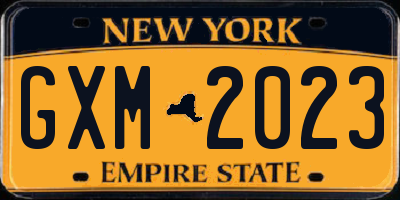NY license plate GXM2023