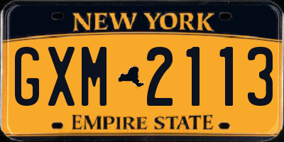 NY license plate GXM2113