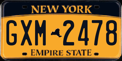 NY license plate GXM2478