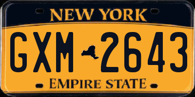 NY license plate GXM2643