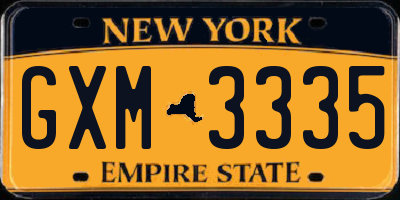 NY license plate GXM3335