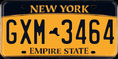 NY license plate GXM3464