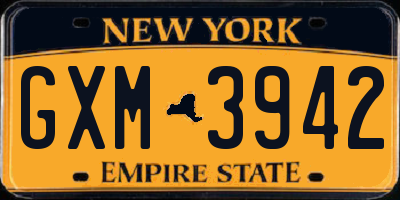 NY license plate GXM3942