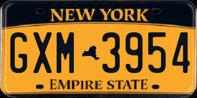 NY license plate GXM3954