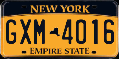 NY license plate GXM4016