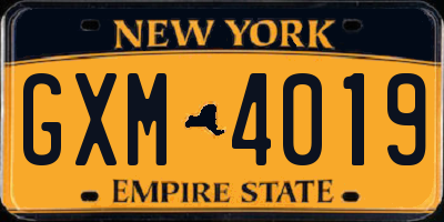 NY license plate GXM4019