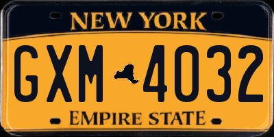 NY license plate GXM4032