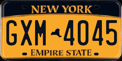 NY license plate GXM4045