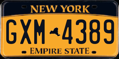 NY license plate GXM4389