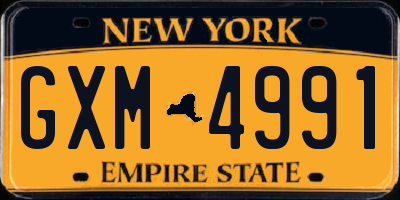 NY license plate GXM4991