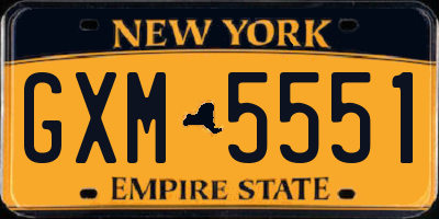 NY license plate GXM5551