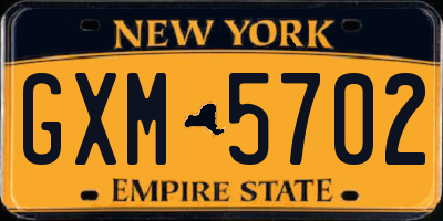 NY license plate GXM5702