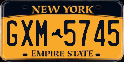 NY license plate GXM5745
