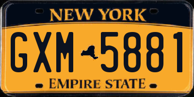 NY license plate GXM5881