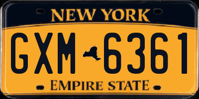 NY license plate GXM6361