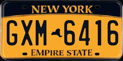 NY license plate GXM6416