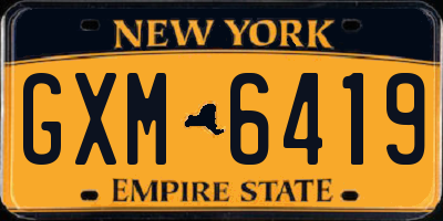 NY license plate GXM6419