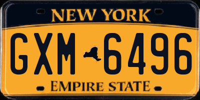 NY license plate GXM6496