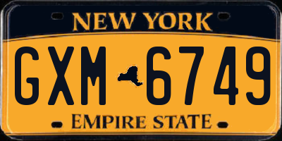 NY license plate GXM6749