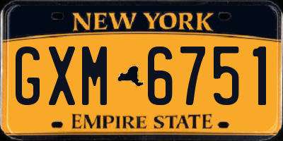 NY license plate GXM6751