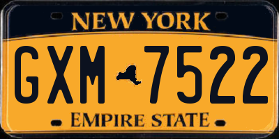 NY license plate GXM7522