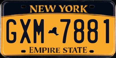 NY license plate GXM7881