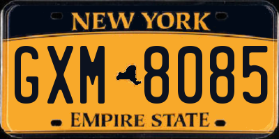 NY license plate GXM8085