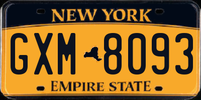 NY license plate GXM8093