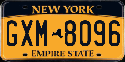 NY license plate GXM8096