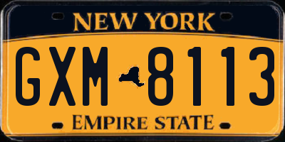 NY license plate GXM8113