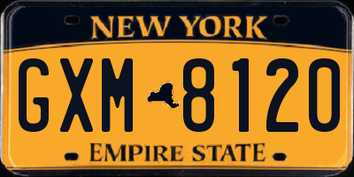 NY license plate GXM8120