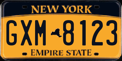 NY license plate GXM8123