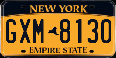 NY license plate GXM8130
